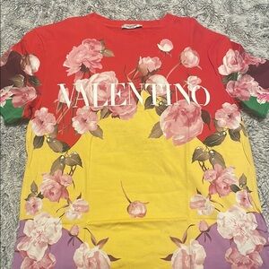 Valentino Men’s Floral Red and Yellow Shirt.  Size Large.